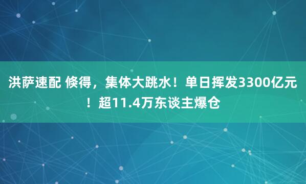洪萨速配 倏得，集体大跳水！单日挥发3300亿元！超11.4万东谈主爆仓