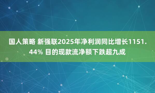 国人策略 新强联2025年净利润同比增长1151.44% 目的现款流净额下跌超九成
